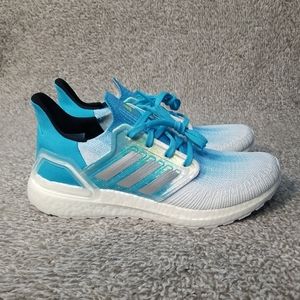 Adidas Size 9.5 Men Ultraboost 20 Signal Cyan Shoe FV9324
